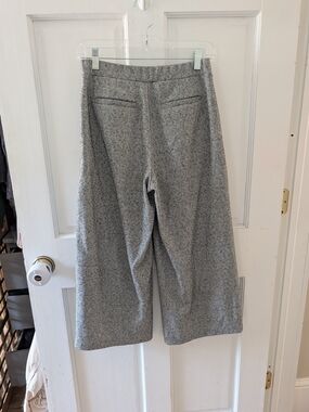 Gray Wide-Leg Cropped Pants